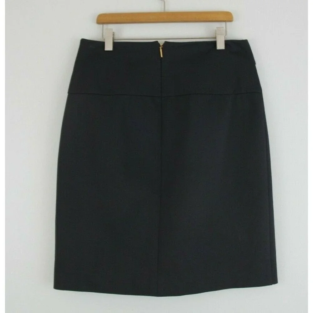 Tory Burch Navy Blue Short Skirt Sz S Gold Zipper Fold Over Front Waist #924